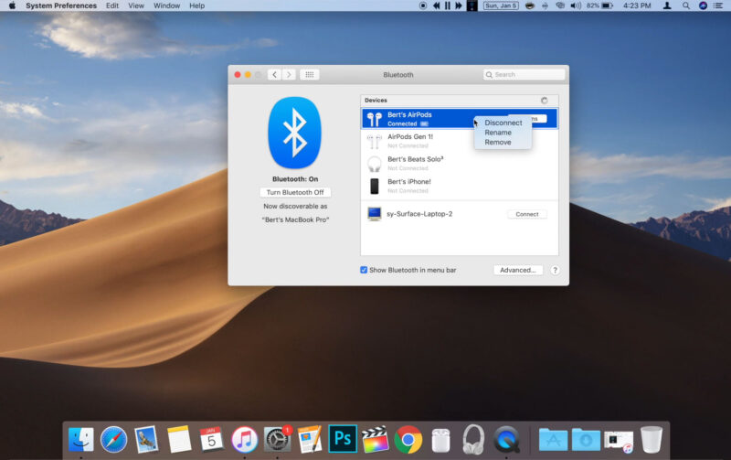Renaming Airpods on mac
