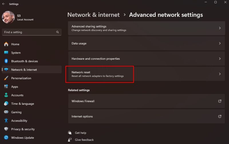 Resetting Network Components - fix 