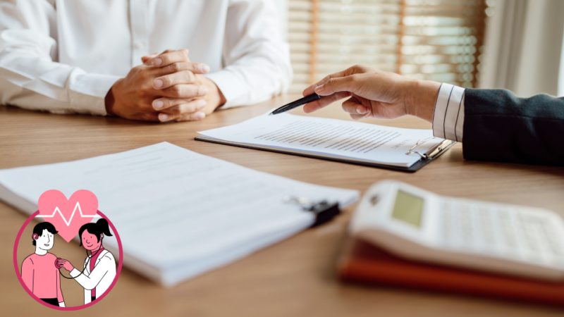 signing document for health insurance